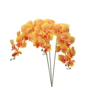 3Pcs 41" 9 Heads Artificial Orchid Stems Faux Phalaenopsis, Gold Yellow