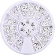outret 120 Pieces Nail Art Decorations,Silver Shell Conch Nail Charms Manicure Decor DIY Nail Decoration (Ocean,Silvery)