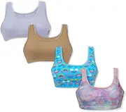 [DChica] Cotton Girls Training Bras with Single Front Layering Teens Sports Bra Pack