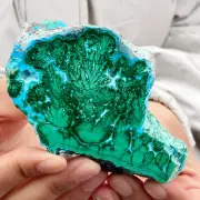 200G Natural silica Polished Malachite Gem Stone Quartz Crystal Slice Mineral