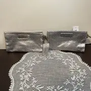 2 Small Crabtree & Evelyn Bags Silver With Dots