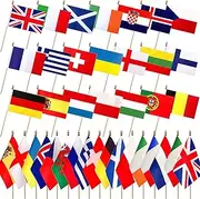 LoveVC Europe European 48 Countries Flags Set on Wood Stick Small Mini Hand Held Flag,5x8 Inch