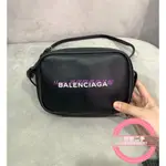 二手精品 BALENCIAGA 巴黎世家 EVERYDAY 黑色 白色 迷你 字母 相機包/斜背包/單肩包552372