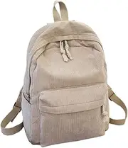 [Blogiiup] Students Backpacks Soft Corduroy Schoolbags Zipper College Backpacks for Boys Girls Light Brown, Students Backpacks