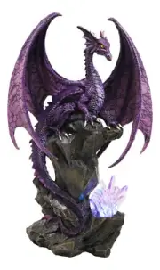 Large Hoarfrost Twilight Dragon Guarding LED Light Crystal Elements Statue