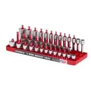 Hansen 1/4" Socket Tray Organizer Holder 3 Row Standard SAE Shallow, Deep USA
