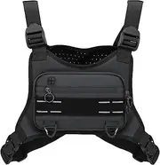 Muserise Sports Chest Bag For Men, Water Resistant Lightweight Front Chest Pack, Running Vest Bag With Built-In Phone Holder & Extra Storage For Workouts, Running, Cycling