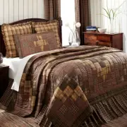 Prescott Twin Quilt Country Trip Around the World Patchwork Cotton Russet Tan