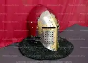 Medieval Alexander Crusader Helmet | Bacinet Visor Helmet Chainmail 16 Ga Steel