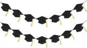 Graduation Decoration Banners 2025 Black Glitter Hats Tassel Garlands
