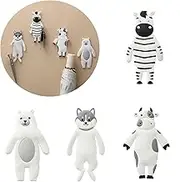 4Pcs Cute Wall Hooks,Gsmlefe Animal Adhesive Hooks Sticky Coat Hook Reusable Waterproof Kids Hooks for Hanging Towels, Key, Hat, and More Bendable Hooks (Bear+Cow+Zebra+Dog)