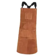 Leather Welding Apron with 6 Pockets - Heat & Flame-Resistant Apron, Brown