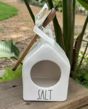 RAE DUNN White SALT PIG Ceramic BIRDHOUSE Mini WOODEN SPOON New HTF ~ FREE SHIP!