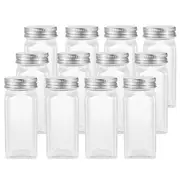 12pcs Clear Glass Jars Lid Spice Herb Seasoning Condiment Storage Container