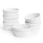 12 oz Ramekins Set of 6, Creme Brulee Ramekins Oven Safe, Porcelain Ramiken Set,
