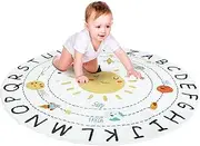 ABC Round Rug Colorful 4ft Kids Alphabet Rug Soft Educational Solar System Rug Washable Nursery Rug Non-Slip Round Kids Mat Decorative Circle Letter Rug Round Nursery Carpet for Bedroom Floor Kids