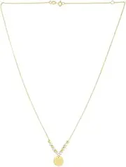 [JewelryWeb] 14k Yellow Gold and Pearl Bead Disc Drop Pallina Necklace Spring-Ring Clasp Total Length Jump-Ring At 41 Centimeters 1.1mm Chain width 46 Centimeters Chain-Necklace for Women and Men