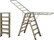 step ladder Muti-Function 6 Step Ladder Aluminum Lightweight, Laundry Clothes Drying Rack, Shoes Rack, Folding Step Stool Ladder with Anti-Slip Pedal, 660 Lbs Capacity Household Portable Stepladder fo
