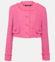 [Dolce & Gabbana] Dolce & Gabbana Cropped wool-blend tweed jacket AU 16 pink