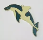 BLUE & WHITE DOLPHIN SUNCATCHER WITH GOLD BORDER (ANIMAL SUNCATCHERS)