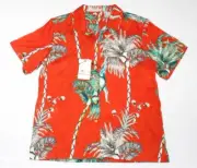 New $228 Robert Graham Casual Button Shirt Women's MEDIUM M Monkey Palms SS Silk