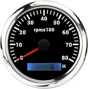 GPVPGHGRJ HD 7 Colors Backlight 85mm Tachometer for Car Marine Boat Tacho Meter Gauge with Hourmeter REV Counter 8000RPM Meter Engine Speedometer(CS)