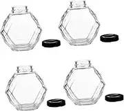 GLEAVI Pcs Hexagon Honey Jar Diamond Honey Bottle Jar Sealing Glass for Home Restaurant Hotel