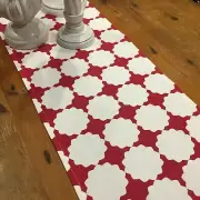 Table Runner, Red & White Geometric Table Runner, Quality Handmade, Limited!