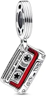 [Generic] Marvel Guardians of the Galaxy Cassette Tape Dangle Charm 925 Sterling Silver Pendant Charm Compatible with Pandora Charms,and Many Other UK Charm Bracelets., Sterling Silver