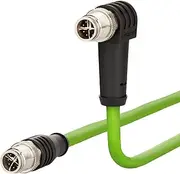 142M2X1A010 M12 Network Cable, Patch Cable CAT 6a S/FTP 1.00 m Green PUR Coating, Acid Coating