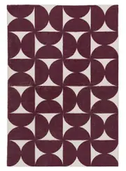 Hidcote Burgundy and Ivory Geometric Washable Rug