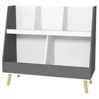 Qaba 2 Tier Kids Bookcase Toy Shelf with 5 Compartments, Anti-tip Device for Nur