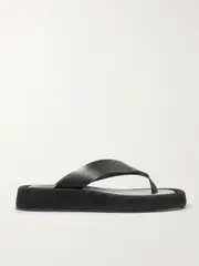 [The Row] The Row - Ginza Leather And Suede Platform Flip Flops - Black - IT40 IT 40 Black
