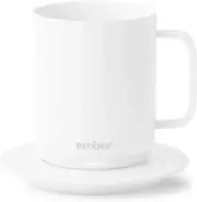 Temperature Control Smart Mug, 10 Ounce, 1-Hr Battery Life, White - App Controll