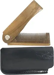 PLAFOPE Natural Wooden Beard Comb Folding Pocket Mustache Accessory Compact Size for Salon Home Travel