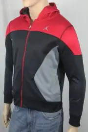 Nike Child Jumpman Red Black Grey Therma Fit Hooded Fleece Track Jacket NWT