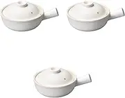 Set of 3, White Glazed Single Handpot Large (10.0 x 7.3 x 2.6 inches (25.5 x 18.5 x 6.7 cm) | Setomonohonpo Gratin Plate, Ceramic, Set