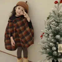 在飛比找蝦皮商城精選優惠-女童發熱衣 聖誕節禮物 女童外套秋冬新款兒童尖尖帽格子加棉加
