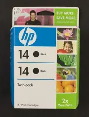 Genuine HP 14 Twin-Pack Black Ink Cartridges Expired 02-2009