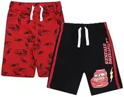 Disney Cars Lightening McQueen Boys’ Shorts 2 Pack for Toddler, Little and Big Kids – Black/Red