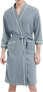 [Generic] Mens Bathrobes with Hood Soft Fuzzy Plush Long Sleeve Wrap Style Ultra Soft Fleece Robe for Men