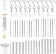 Swpeet 61Pcs Wind Chime Tubes Parts and 100 Yard Wind Chime Wire with Swivel Hoo