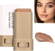 Lushaco Skin Tint, Tinted Serum Foundation, Serum Boosted Skin Tint Balm, Tinted Solid Moisturizer Stick for Cheek, Natural Finish Makeup, Lightweight Brightens Hydrates, Hides Dark Spots (#06)