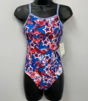 DOLFIN UGLIES Red, White, Blue Star Liberty One Piece Swimsuit Girls Size 16