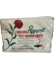 NEW Vintage Red Label Pepperell Snug Fit Bottom Sheets two Sheet Double Bed Size