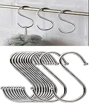 Stainless Steel S Shaped Hooks Hangers, Heavy Duty S Hooks, 20PCS Multipurpose Durable Utility S Hooks for Hanging Clothes Pot Utensils Tools Kitchen Bathroom Garden Bedroom Office (Small, Silver)