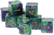 Qianly 10pcs 6 Sided Dice D6 Polyhedral Dice for Dungeons and Dragons Table Games, Green