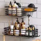 Shower Caddy Suction Cup 2 Pack with Hooks and Soap Holder, Heavy Duty Shower Or