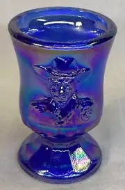 Boyd Glass Hopalong Cassidy Toothpick Holder In Cobalt Carnival
