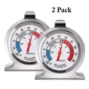2Pcs Refrigerator Freezer Thermometer Stainless Steel Large Dial Thermometer New